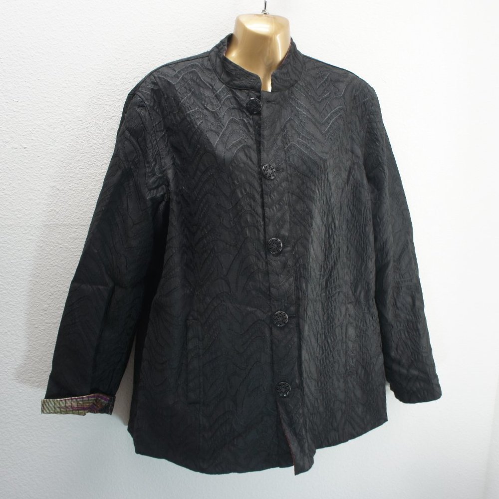 Chico's Multicolor Black Reversible Quilted Jacket size 2